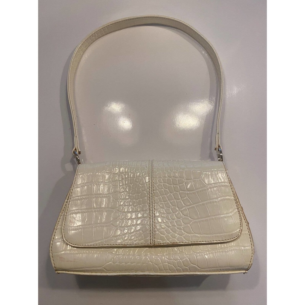 Vintage Liz Claibourne Handbag Faux Alligator CREAM Snap Closure SHOULDER